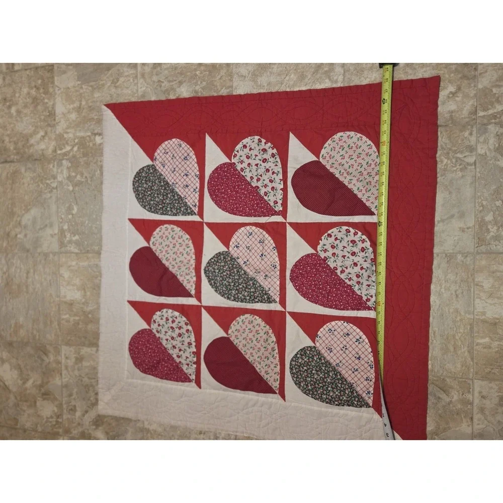 Vintage Harlequin Hearts Quilted Wall Hanging